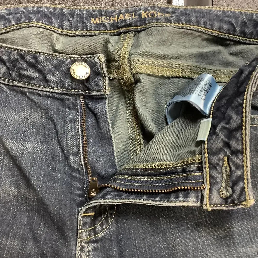 Michael Kors Jeans Womens 8 Short Blue Bootcut Stretch Denim Zip Fly Pockets